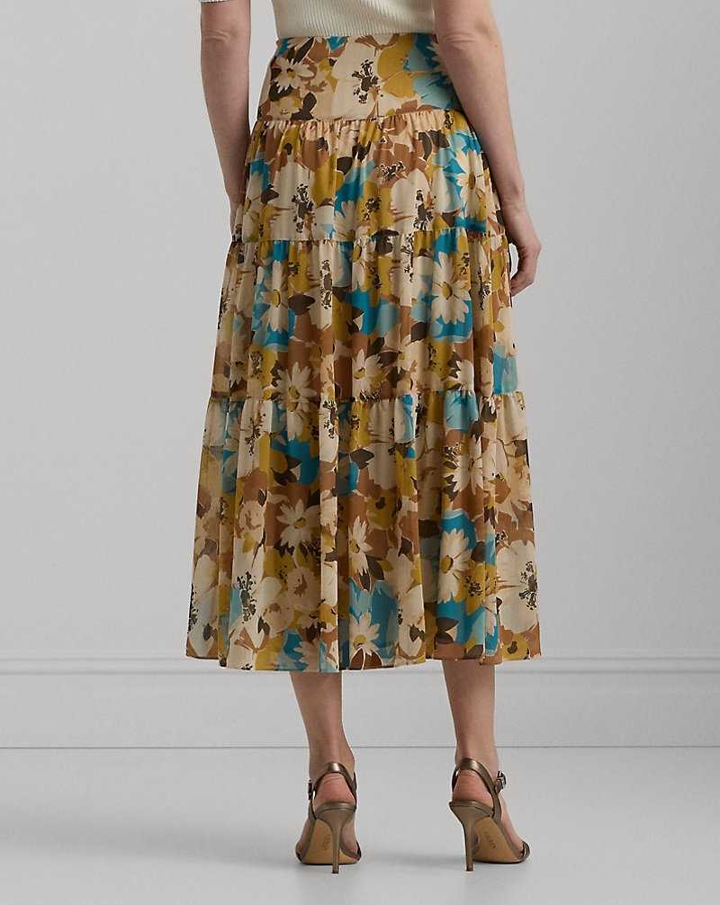 Falda Ralph Lauren Floral Crinkle Georgette Tiered Mujer Creme | QADKNHT-18 - vista 4