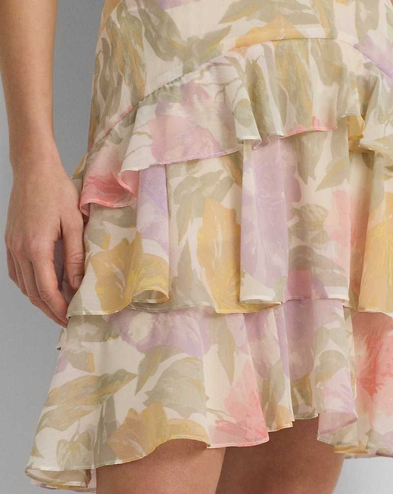 Falda Ralph Lauren Floral Crinkle Georgette Tiered Mujer Creme | HLKSJPB-59 - vista 5