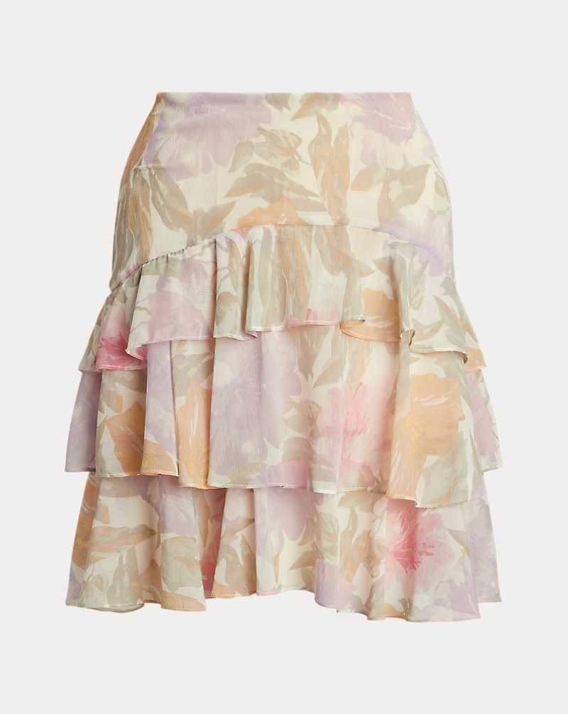 Falda Ralph Lauren Floral Crinkle Georgette Tiered Mujer Creme | HLKSJPB-59 - vista 2
