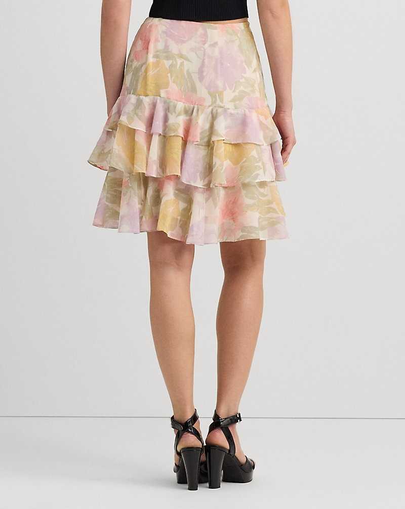 Falda Ralph Lauren Floral Crinkle Georgette Tiered Mujer Creme | HLKSJPB-59 - vista 4