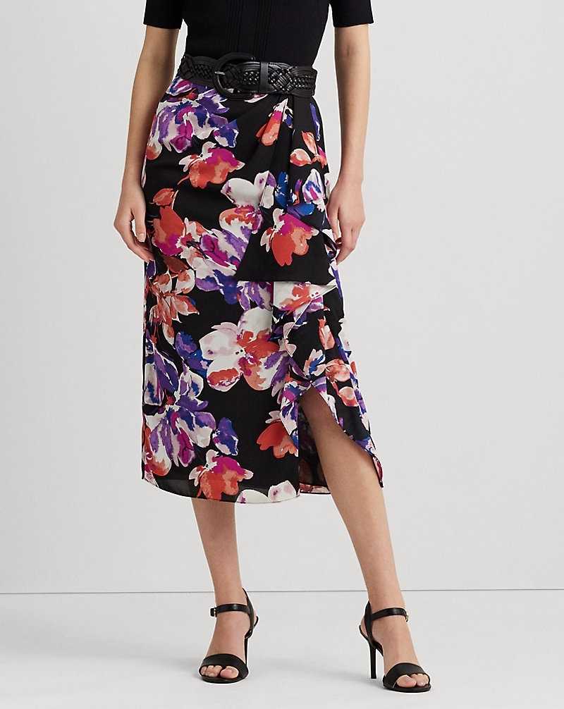 Falda Ralph Lauren Floral Georgette Midi Mujer Black/Purple/Multi | ALJHNWF-75 - vista 3