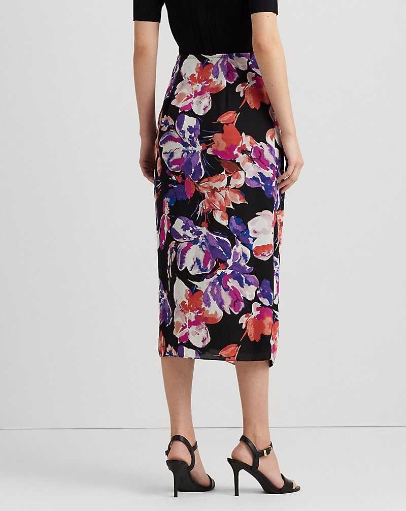 Falda Ralph Lauren Floral Georgette Midi Mujer Black/Purple/Multi | ALJHNWF-75 - vista 4
