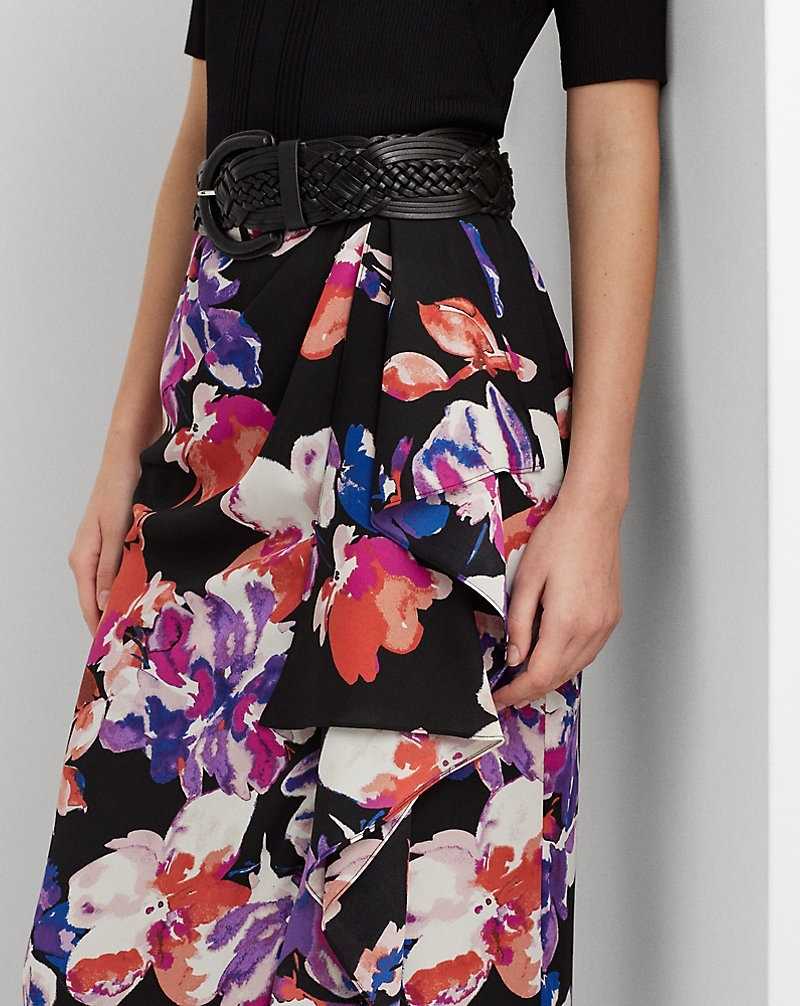 Falda Ralph Lauren Floral Georgette Midi Mujer Black/Purple/Multi | ALJHNWF-75 - vista 5