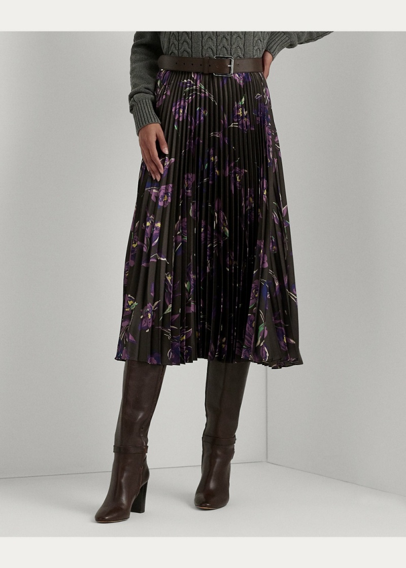 Falda Floral Plisado Satin Charmeuse Mujer Multicolor | TQUC15680 - vista 3