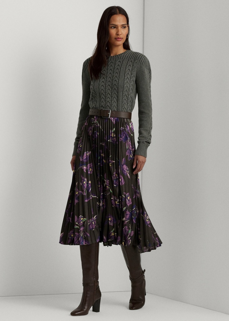 Falda Floral Plisado Satin Charmeuse Mujer Multicolor | TQUC15680 - vista 1