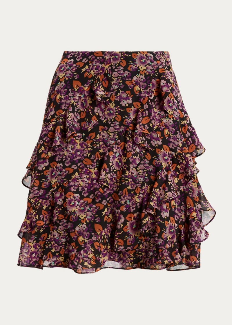 Falda Floral Ruffle-Trim Georgette Mujer Multicolor | QXOU27915 - vista 2
