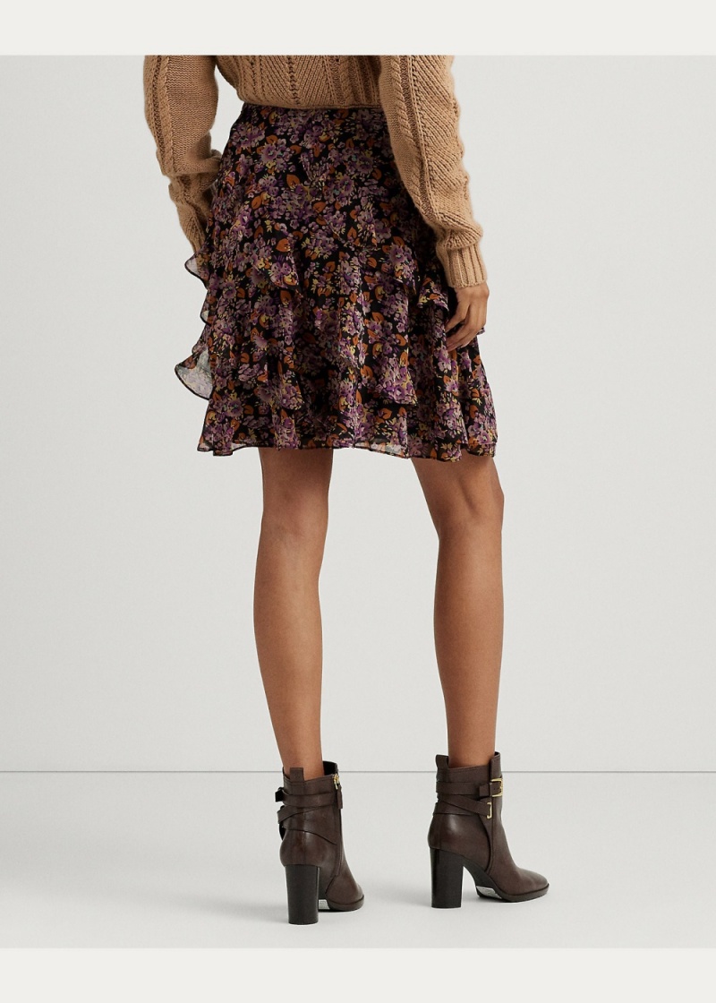 Falda Floral Ruffle-Trim Georgette Mujer Multicolor | QXOU27915 - vista 4