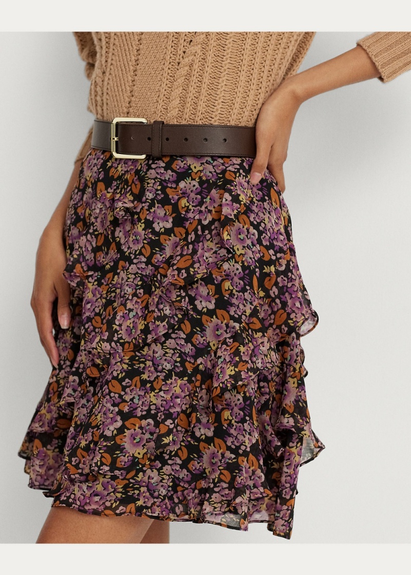 Falda Floral Ruffle-Trim Georgette Mujer Multicolor | QXOU27915 - vista 5