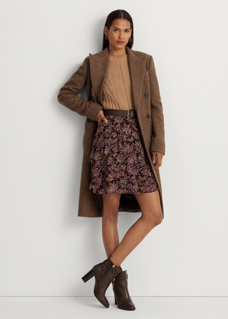 Falda Floral Ruffle-Trim Georgette Mujer Multicolor | QXOU27915 - vista 1