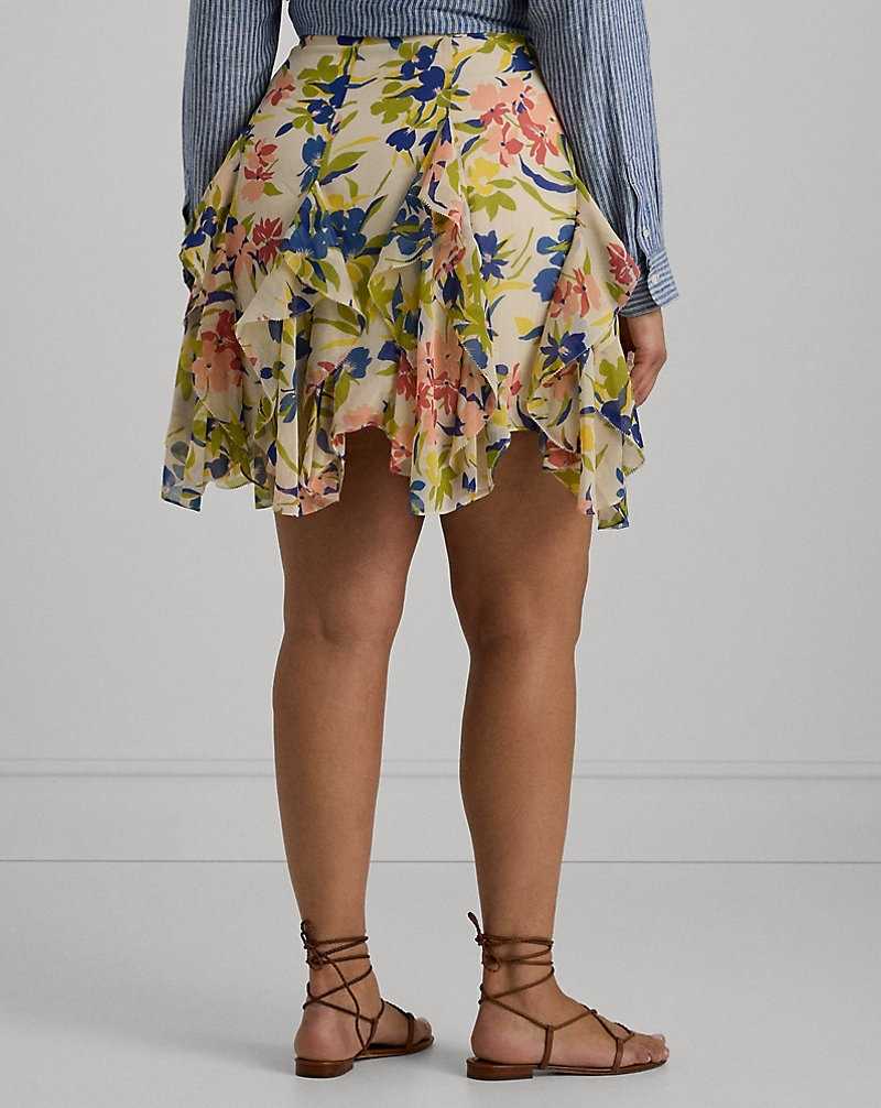 Falda Ralph Lauren Floral Ruffle-Trim Georgette Mujer Cream/Blue Multi | IHZTNAF-91 - vista 4