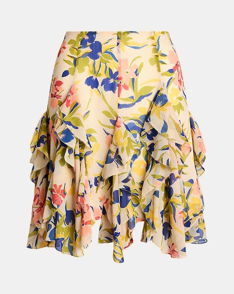 Falda Ralph Lauren Floral Ruffle-Trim Georgette Mujer Cream/Blue Multi | LHZWPVN-61 - vista 2