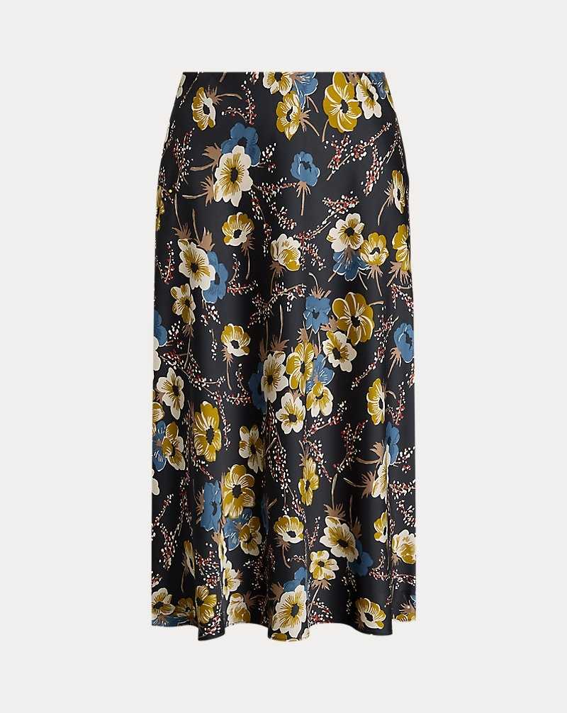 Falda Ralph Lauren Floral Satin Charmeuse Midi Mujer Negros | WYGRBOT-78 - vista 2