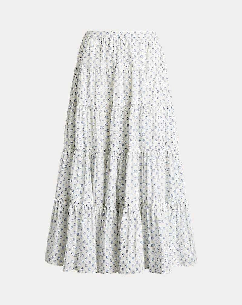 Falda Ralph Lauren Floral Tiered Cotton Poplin Mujer 1610 Preppy Woodblock | UJAXSQW-57 - vista 2