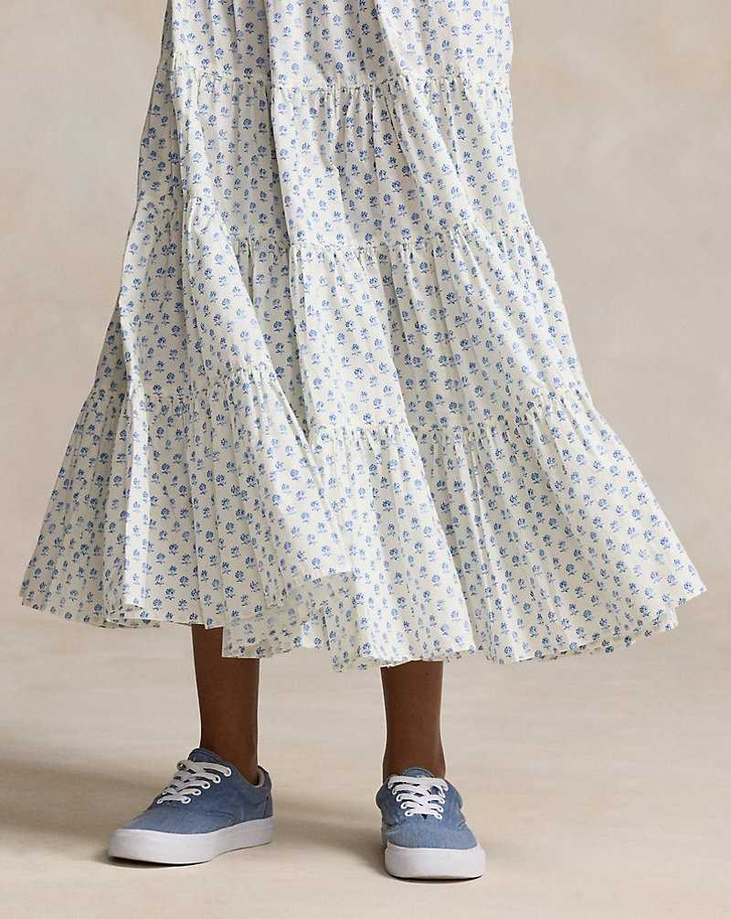 Falda Ralph Lauren Floral Tiered Cotton Poplin Mujer 1610 Preppy Woodblock | UJAXSQW-57 - vista 5