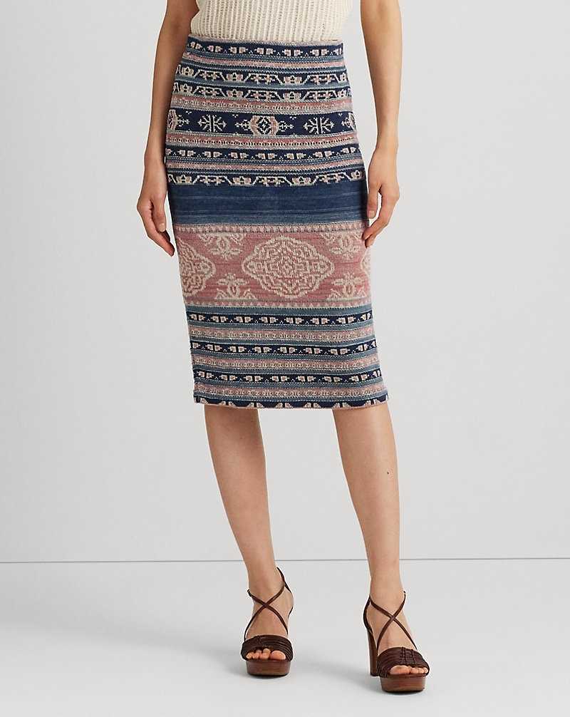 Falda Ralph Lauren Geo-Motif Linen-Cotton Pencil Mujer Multi | HZXAPTV-42 - vista 3