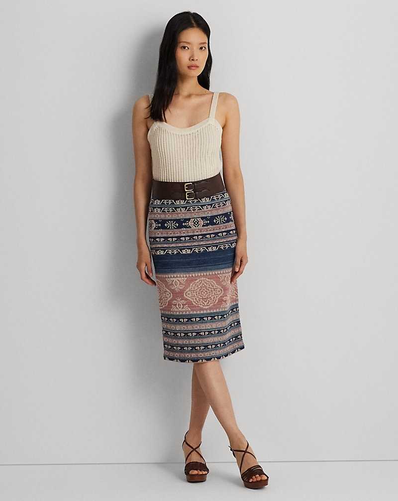 Falda Ralph Lauren Geo-Motif Linen-Cotton Pencil Mujer Multi | HZXAPTV-42 - vista 1
