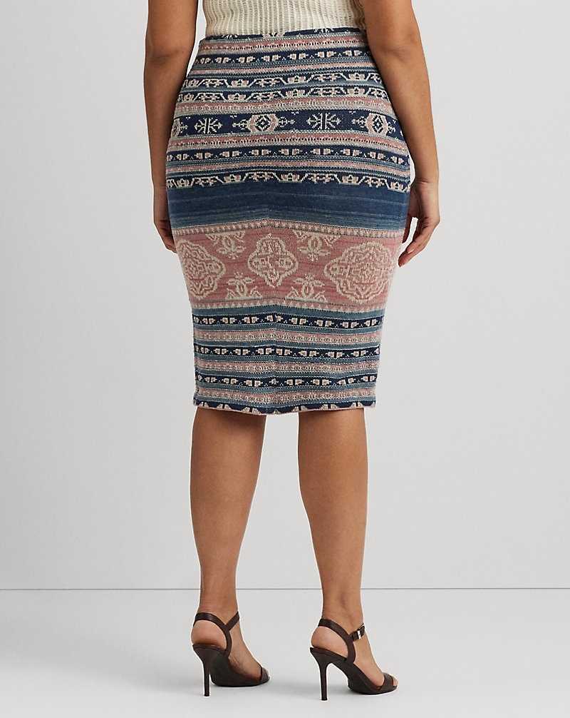 Falda Ralph Lauren Geo-Motif Linen-Cotton Pencil Mujer Multi | AZMSIXH-97 - vista 4
