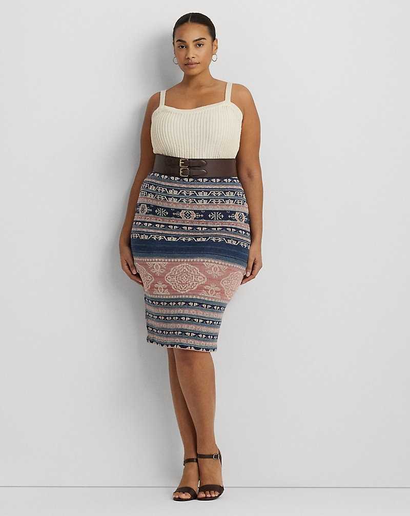 Falda Ralph Lauren Geo-Motif Linen-Cotton Pencil Mujer Multi | AZMSIXH-97 - vista 1