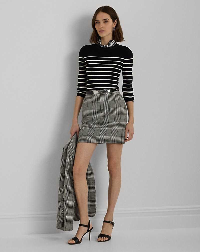 Falda Ralph Lauren Glen Plaid Tweed Pencil Miniskirt Mujer Creme | EPGBIRL-76 - vista 1
