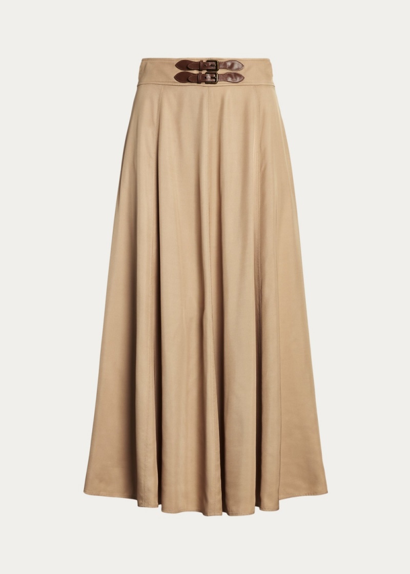 Falda Hebilla-Trim Twill A-Line Mujer Marrom | AZVL91852 - vista 2
