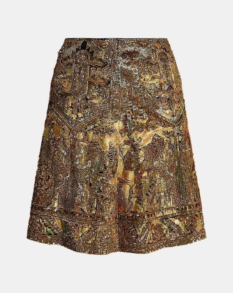 Falda Ralph Lauren Kathleen Embellished Georgette Mujer Dorados | ZFHADMT-21 - vista 2