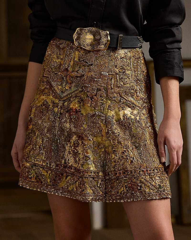 Falda Ralph Lauren Kathleen Embellished Georgette Mujer Dorados | ZFHADMT-21 - vista 5