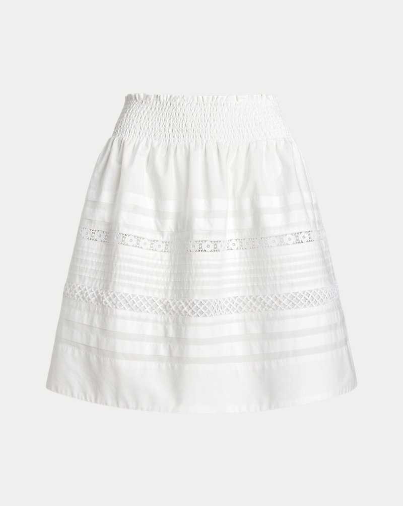 Falda Ralph Lauren Lace-Trim Cotton Broadcloth Miniskirt Mujer Blancos | ARIEGHV-89 - vista 2
