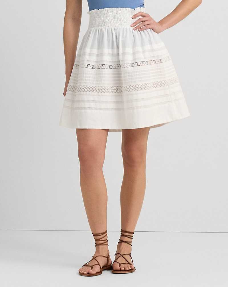 Falda Ralph Lauren Lace-Trim Cotton Broadcloth Miniskirt Mujer Blancos | ARIEGHV-89 - vista 3