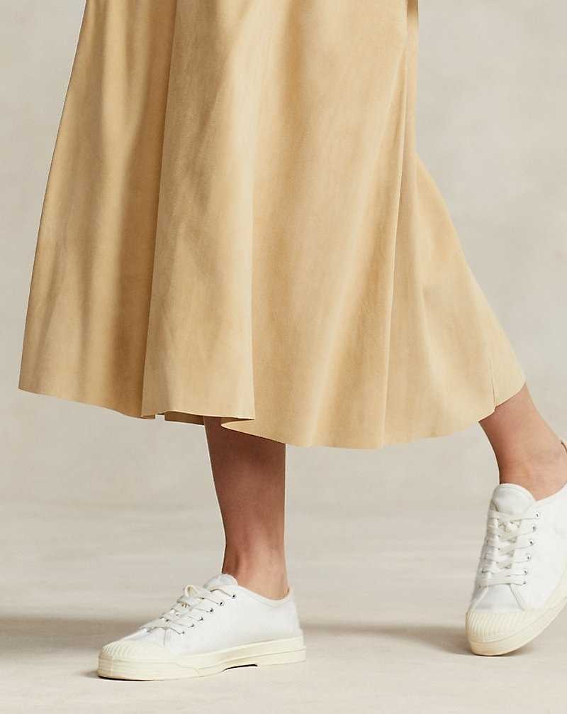 Falda Ralph Lauren Lamb-Suede A-Line Mujer Cashew | QSZMFWX-15 - vista 5