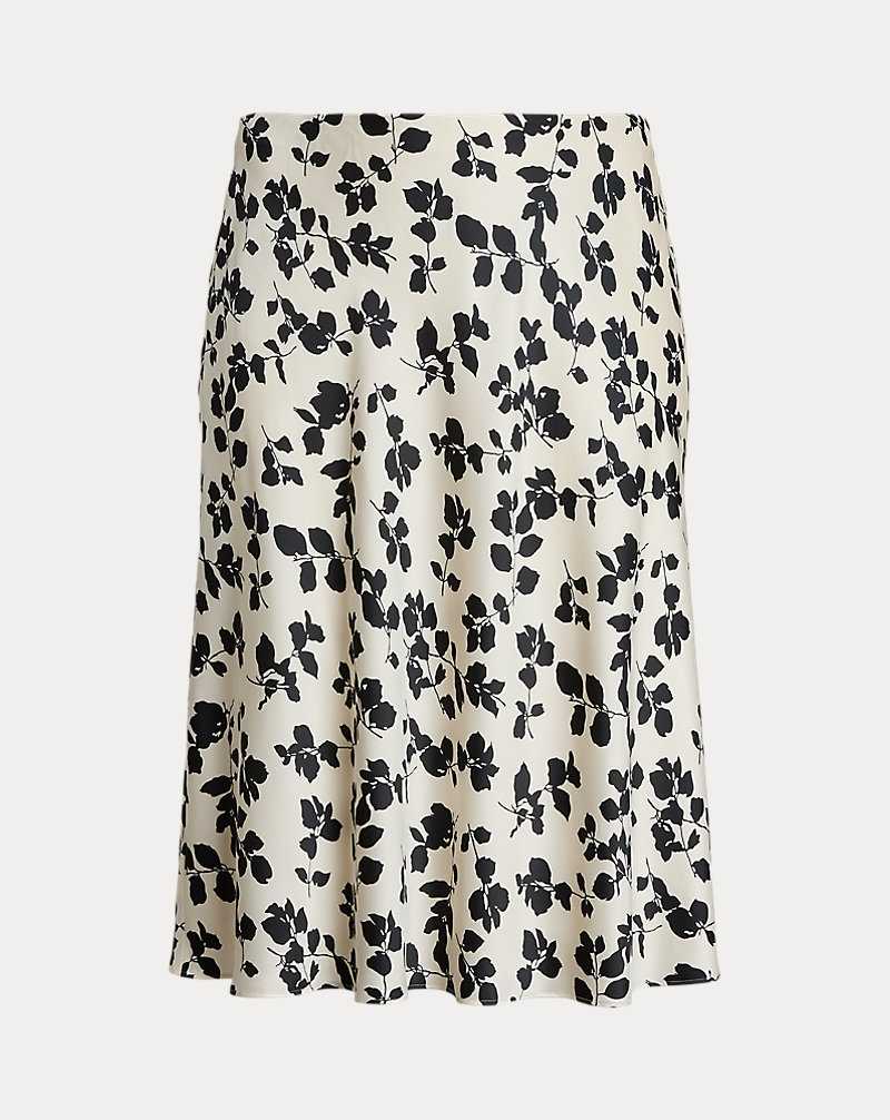Falda Ralph Lauren Leaf-Print Satin Charmeuse Midi Mujer Cream/Black | SEZGQAJ-14 - vista 2