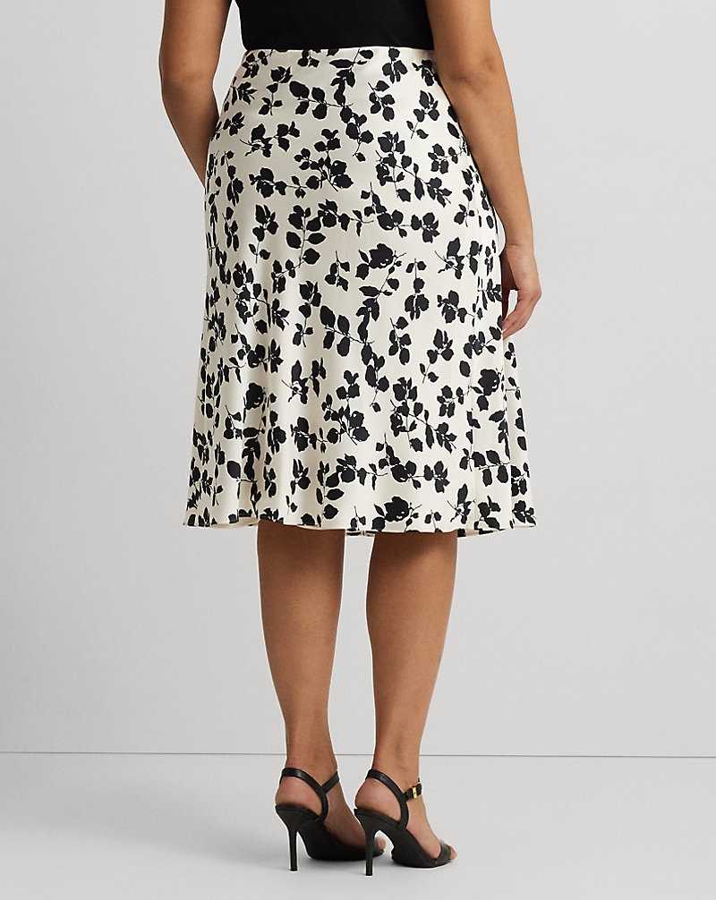 Falda Ralph Lauren Leaf-Print Satin Charmeuse Midi Mujer Cream/Black | SEZGQAJ-14 - vista 4