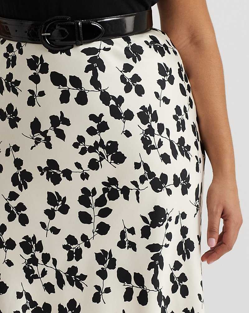 Falda Ralph Lauren Leaf-Print Satin Charmeuse Midi Mujer Cream/Black | SEZGQAJ-14 - vista 5