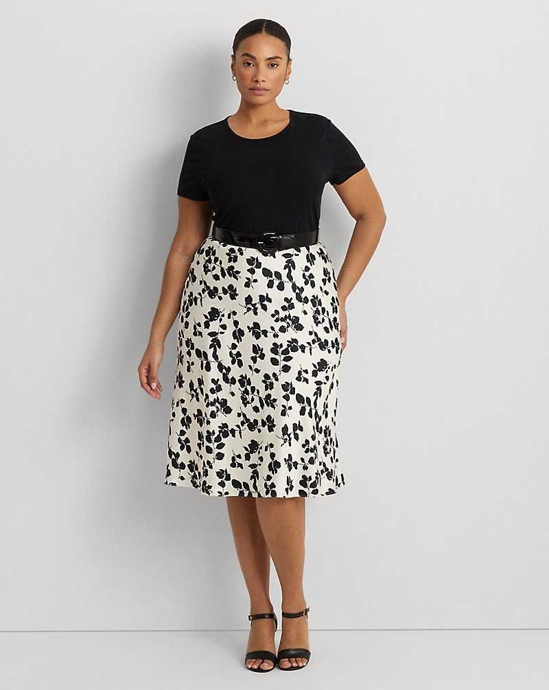 Falda Ralph Lauren Leaf-Print Satin Charmeuse Midi Mujer Cream/Black | SEZGQAJ-14 - vista 1