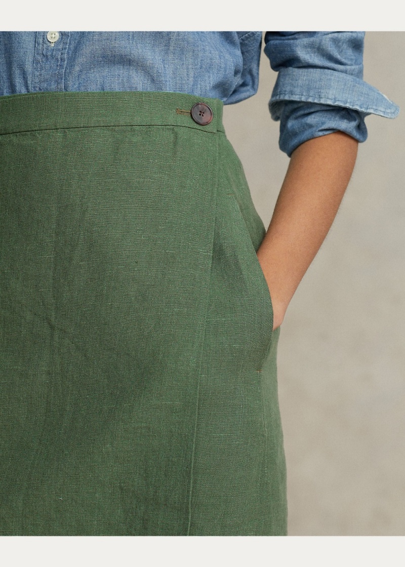 Falda Linen Twill Wrap Mujer Verdes | RMQF94182 - vista 5