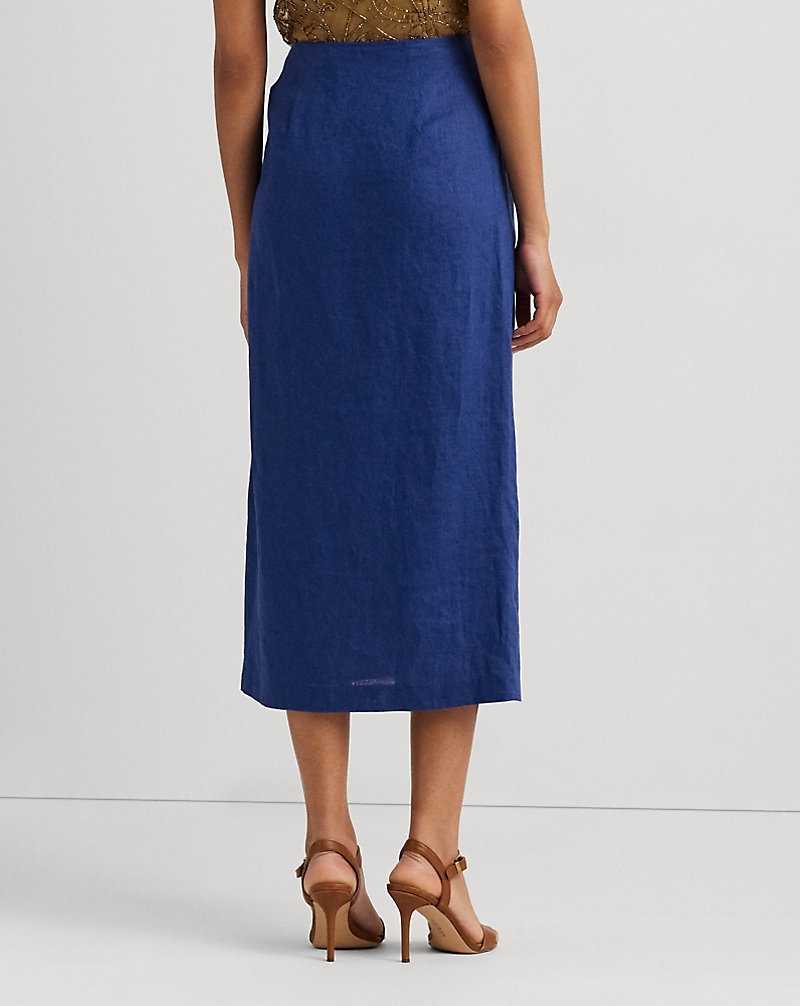 Falda Ralph Lauren Linen Wrap Midi Mujer Azules | NBXGOMS-80 - vista 4