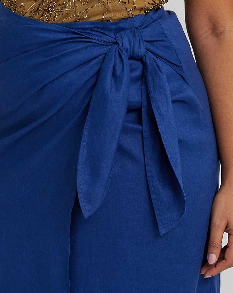 Falda Ralph Lauren Linen Wrap Midi Mujer Azules | VRYOSLG-47 - vista 5