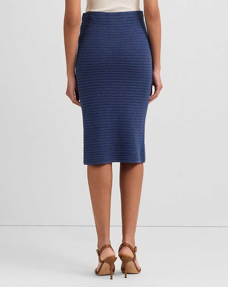Falda Ralph Lauren Linen-Cotton Pencil Mujer Azules | TEAIXJH-49 - vista 4