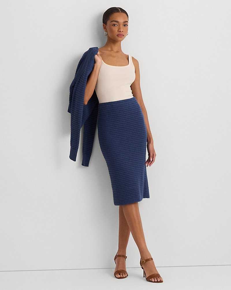 Falda Ralph Lauren Linen-Cotton Pencil Mujer Azules | TEAIXJH-49 - vista 1