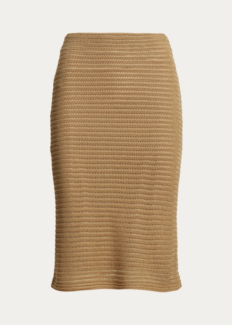 Falda Metallic Algodon-Blend Knit Pencil Mujer Marrom | YZXL03562 - vista 2