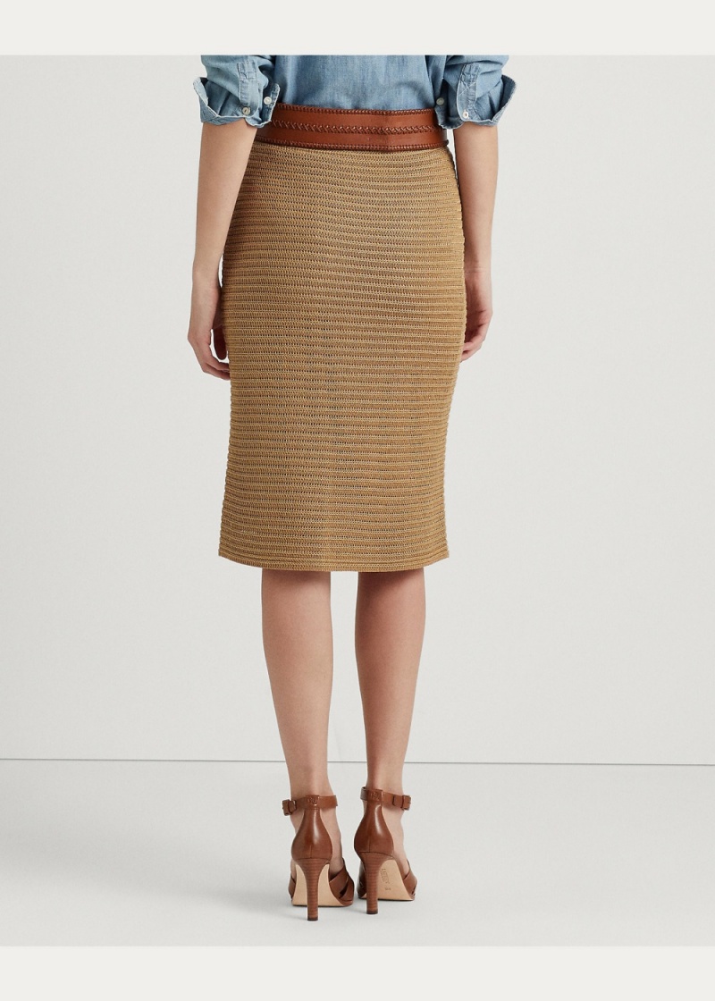 Falda Metallic Algodon-Blend Knit Pencil Mujer Marrom | YZXL03562 - vista 4