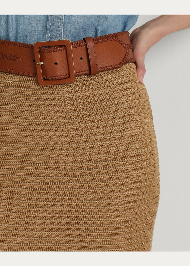Falda Metallic Algodon-Blend Knit Pencil Mujer Marrom | YZXL03562 - vista 5