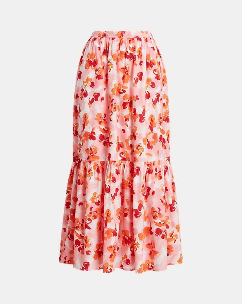 Falda Ralph Lauren PRL x Naiomi Glasses Cotton Maxiskirt Mujer 1604 Pink/Orange Multi Fl | KBXPODW-75 - vista 2