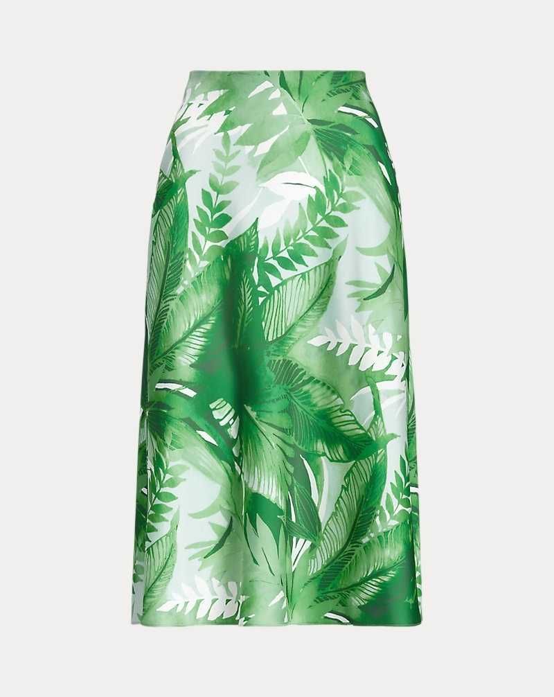 Falda Ralph Lauren Palm Frond-Print Charmeuse Midi Mujer Verdes | IVPDNTJ-35 - vista 2