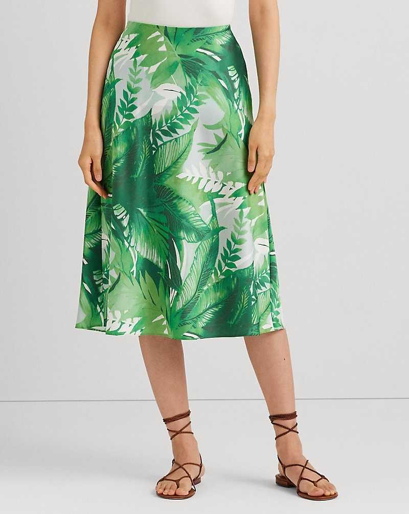 Falda Ralph Lauren Palm Frond-Print Charmeuse Midi Mujer Verdes | IVPDNTJ-35 - vista 3