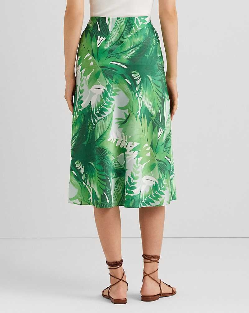 Falda Ralph Lauren Palm Frond-Print Charmeuse Midi Mujer Verdes | IVPDNTJ-35 - vista 4