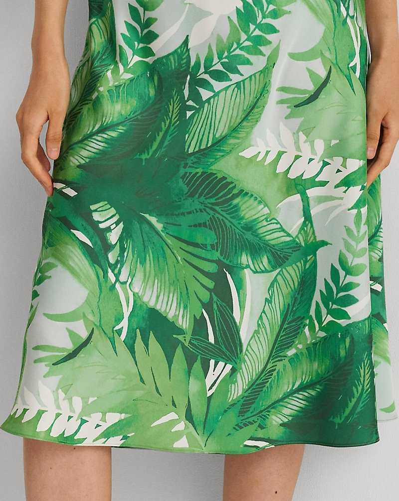 Falda Ralph Lauren Palm Frond-Print Charmeuse Midi Mujer Verdes | IVPDNTJ-35 - vista 5