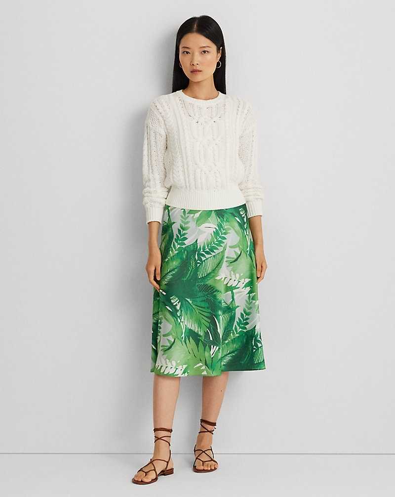Falda Ralph Lauren Palm Frond-Print Charmeuse Midi Mujer Verdes | IVPDNTJ-35 - vista 1