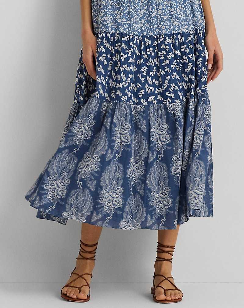 Falda Ralph Lauren Patchwork Floral Voile Tiered Mujer Blue/Cream | ODVGHCM-58 - vista 5