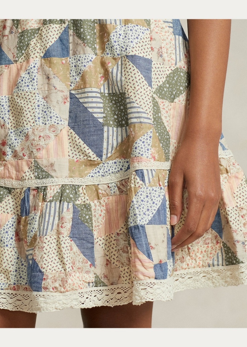 Falda Patchwork-Print Algodon A-Line Mujer Negros | MHOW46507 - vista 5
