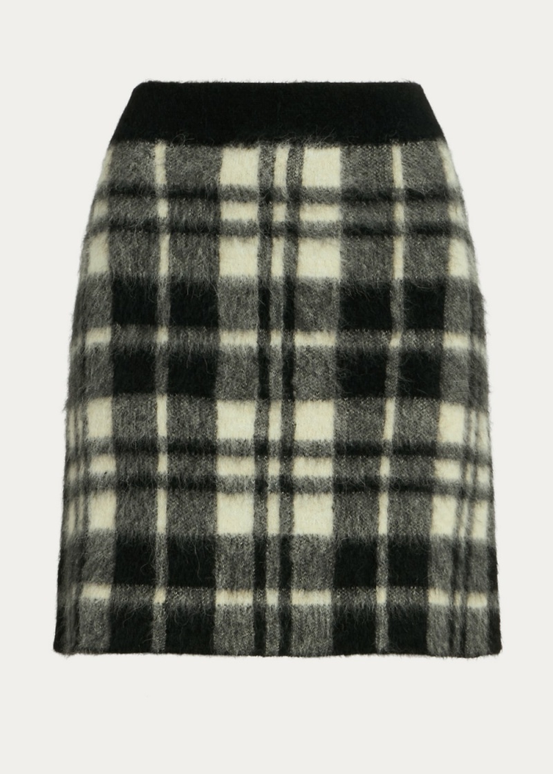 Falda Plaid Alpaca-Blend Miniskirt Mujer Negros | TSIA70943 - vista 2